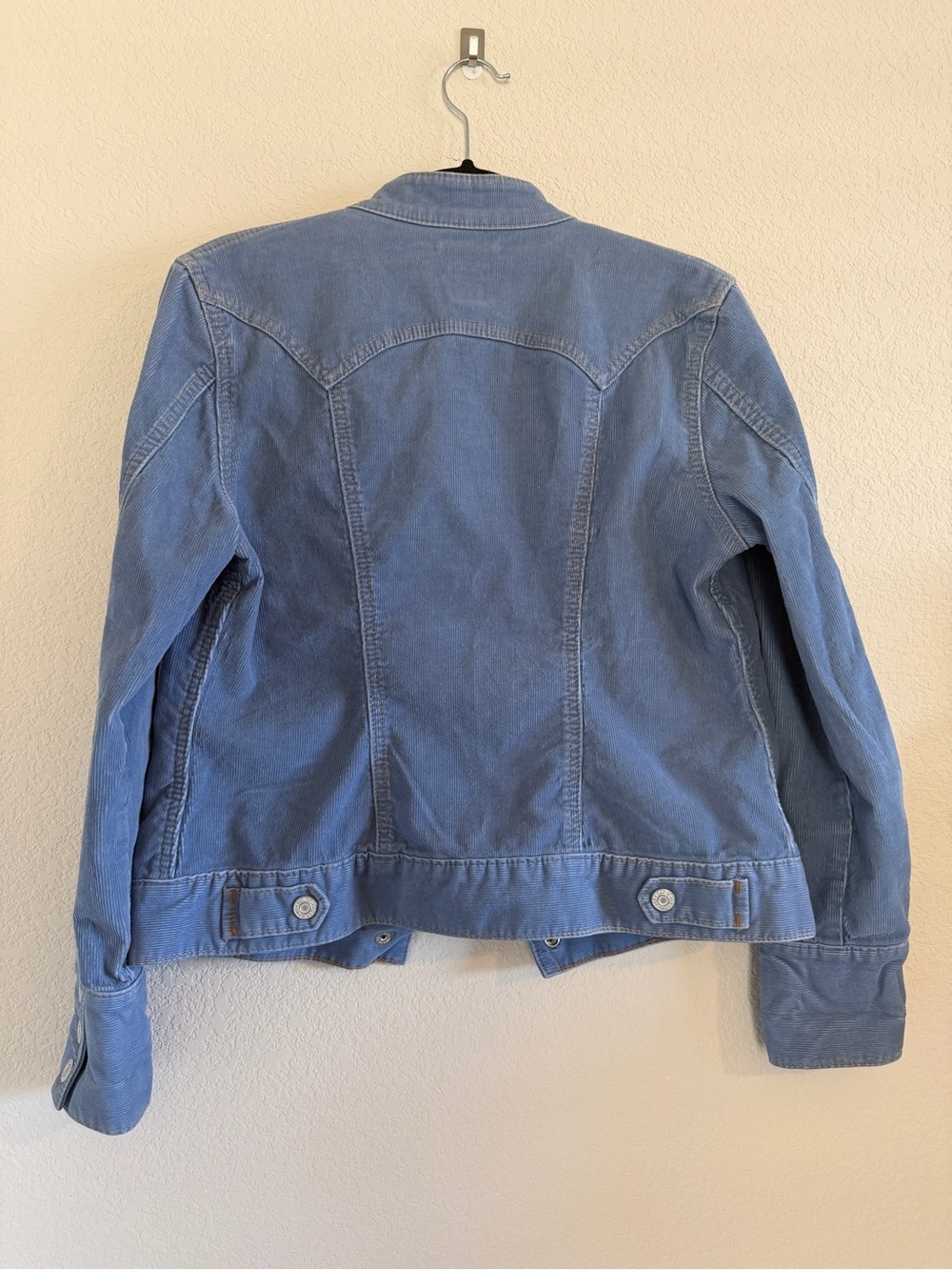 Vintage 90s GAP Stretch Corduroy Jacket - Cornflower Blue Mock Neck Trucker - Picture 6 of 7